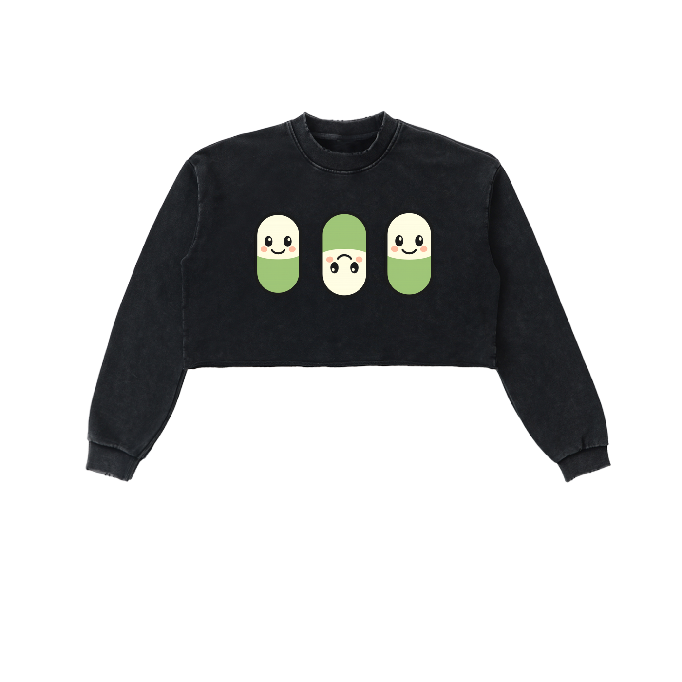 Snow Washed Raw Edge Cropped Sweatshirt