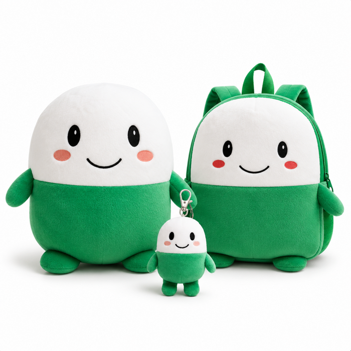 Cupsey Complete Set – Plush, Backpack, and Keychain Bundle