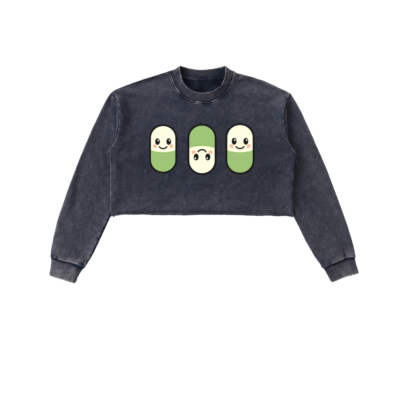 Snow Washed Raw Edge Cropped Sweatshirt